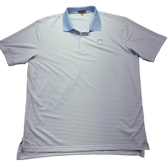Peter Millar Summer Comfort Polo Golf Stripe Shirt Sz XXL Blue Performance Sport - Picture 1 of 9